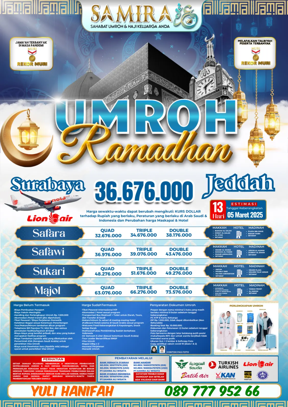 UMROH RAMADHAN SURABAYA JEDDAH 13 HARI 5 MARET 2025 SAMIRA TRAVEL